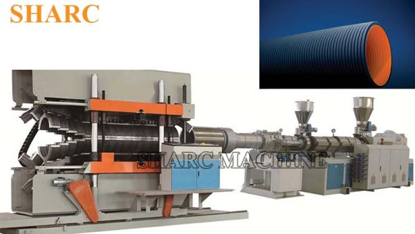 PE HDPE double wall corrugated pipe production line