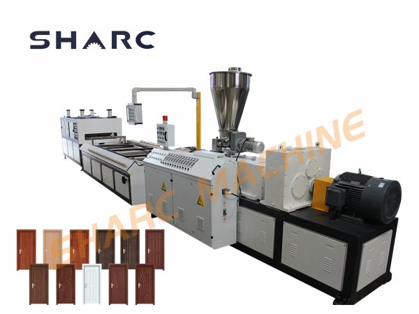 Wood-plastic door panel extrusion line