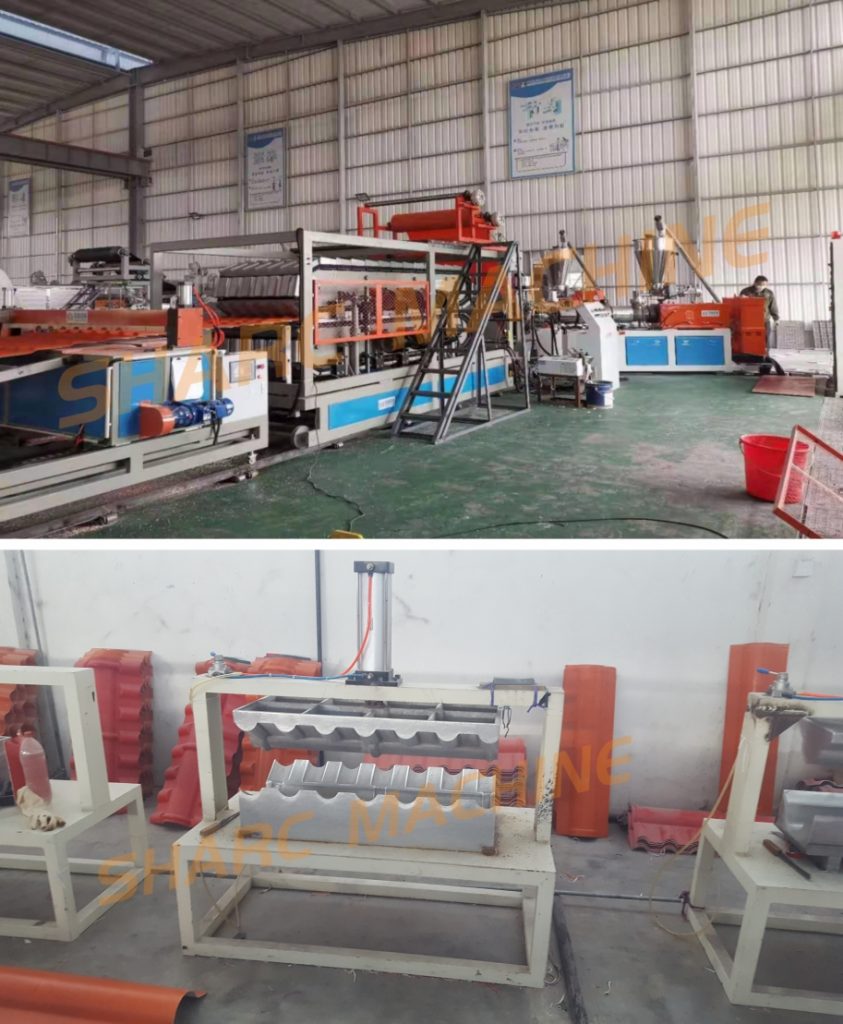 PVC resin tile extrusion production line